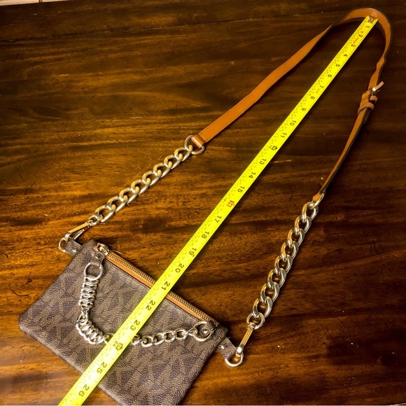 MICHAEL KORS MK Monogram Tan Brown Crossbody Bag with Two Tone Metal Hardware - Picture 10 of 17